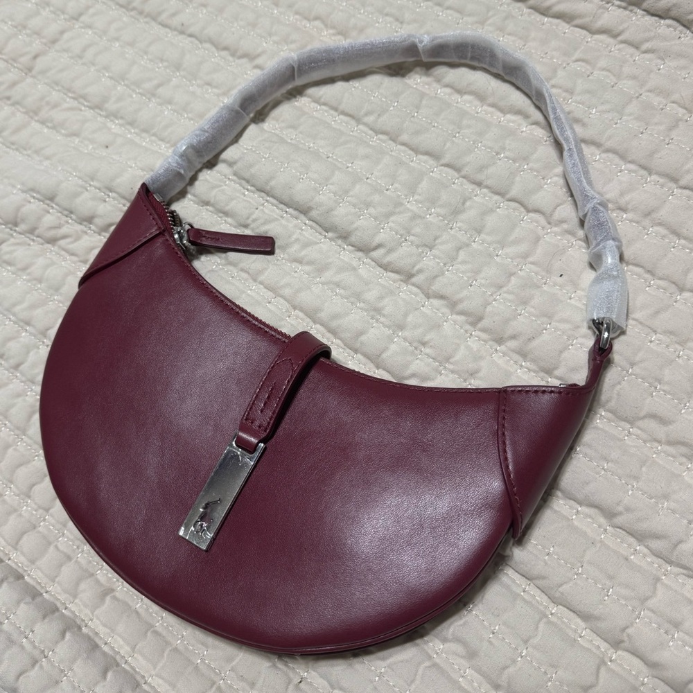 Polo Ralph Lauren Leather Shoulder Bag - Pomegranate color